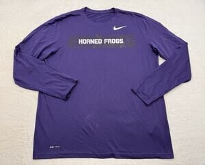 TCU Horned Frogs Shirt Purple NCAA Football Nike Dri Fit Long Sleeve Size XL